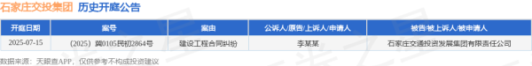 亿策略 石家庄交投集团作为被告/被上诉人的1起涉及建设工程合同纠纷的诉讼将于2025年7月15日开庭